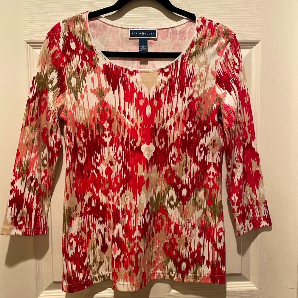 Karen Scott 3/4 sleeve long sleeve top. Size Small